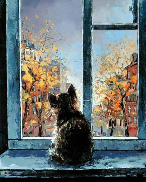 Alexander Gunin - Cat in the Window Alexander Gunin - Macska az ablakban
