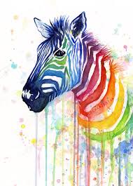 Ismeretlen festő - Szivárványos zebra