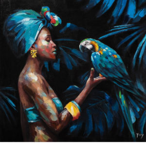 Gyönyörű nő a papagájjal – VIDEÓS festés