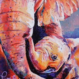 Elefánt anyuka a gyermekével – VIDEÓS festés