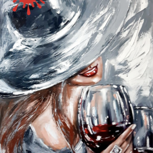 Nő a kalapban borral – VIDEÓS festés