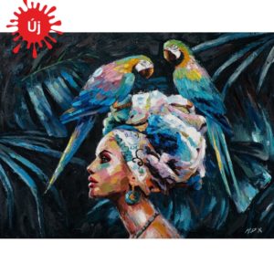 Gyönyörű nő a papagájokkal- VIDEÓS festés