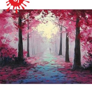 Rózsaszín ködös erdő- VIDEÓS festés