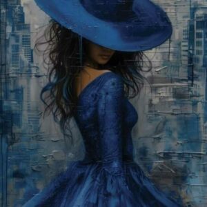 Kék kalapos hölgy- középhaladó