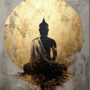 Meditáló Buddha- arany díszítéssel