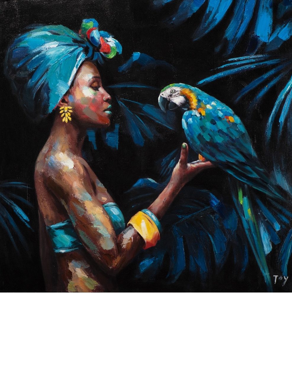 Nő a papagájjal - YourArt Élményfestő Stúdió