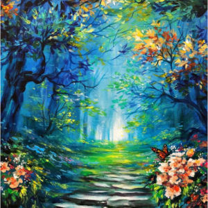 Virágos kék erdő – VIDEÓS festés