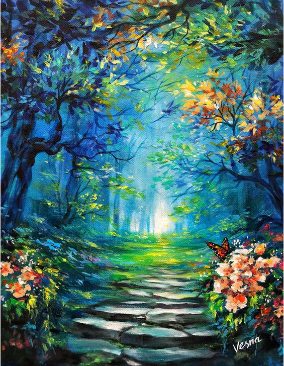 Virágos kék erdő - YourArt - Otthoni élményfestő szett
