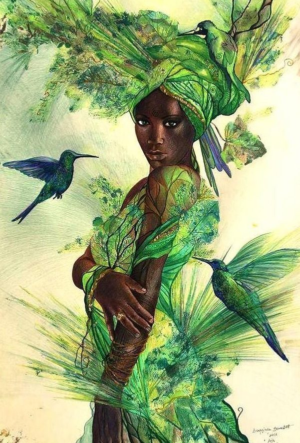 Fekete nő kolibrikkel - YourArt - Otthoni élményfestő szett