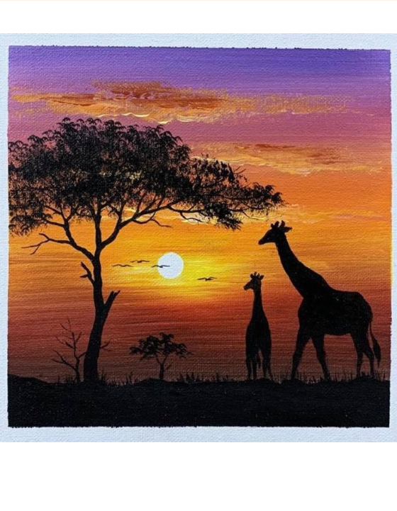 Zsiráfok a naplementében - YourArt - Otthoni élményfestő szett