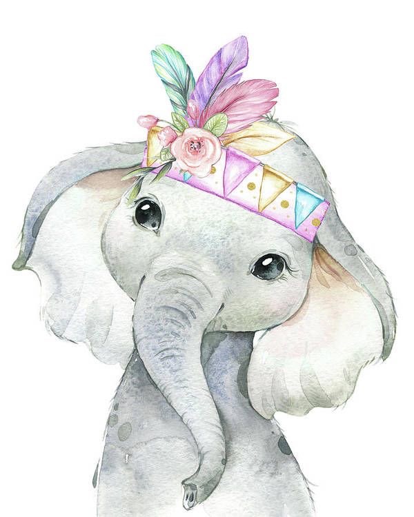 Cuki elefánt virágokkal - YourArt - Otthoni élményfestő szett