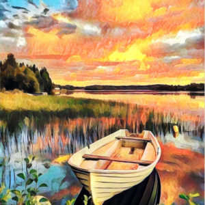Csónak a naplementében- Stúdiós festés