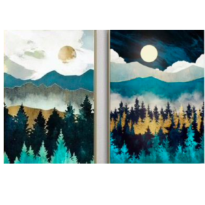 Hold az erdők felett – Páros festés – Stúdiós festés