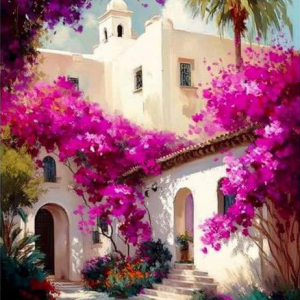 Mediterrán ház színes virágokkal